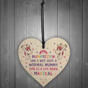 Red Ocean Novelty Unicorn Gifts For Mummy Mum Funny Christmas Gifts From Daughter Son Handmade Wooden Heart Plaque