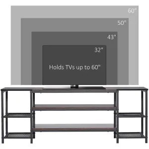 HOMCOM TV Unit Cabinet for TVs up to 60Inches with Shelves Brown and Black