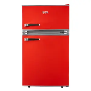 Red Freestanding Under Counter Retro Fridge Freezer 88L - RFM88R