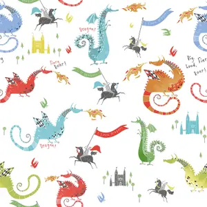 Galerie Tiny Tots 2 Bright Colours Dragons Smooth Wallpaper