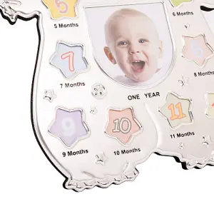 Baby Sleep Suit Shape My First Year Matt and Silver Plated Multi Picture Frame