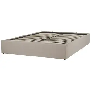 Fabric EU King Size Ottoman Bed Beige DINAN