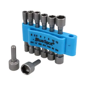 14pc Nut Driver Socket Set Metric + Imperial Sizes 5mm - 12mm / 3/16" - 7/16"