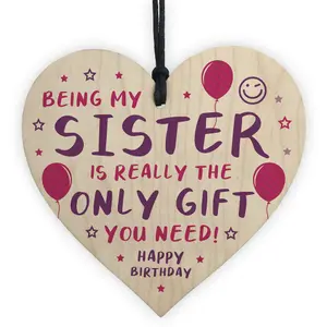 Red Ocean Funny Sister Birthday Gifts From Brother Novelty Wooden Heart Gift For Sister