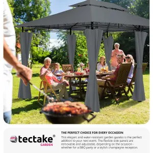 Gazebo Emine - 4 x 3 m, double roof system, 6 side panels, water-repellent - anthracite