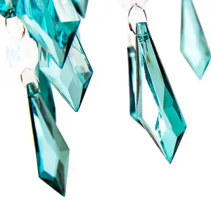 Modern Waterfall Design Pendant Shade with Clear/Teal Acrylic Drops and Beads