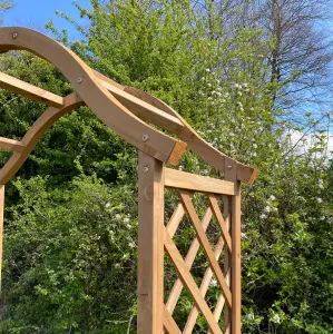 Wooden Garden Arch (Tan) with Ground Spikes