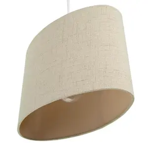 Contemporary and Sleek Taupe Stitched Effect Linen Fabric Oval Lamp Shade