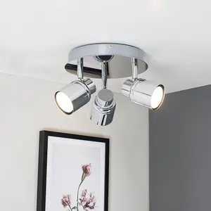 ValueLights Benton Silver Bathroom Ceiling Bar Spotlight and GU10 Spotlight LED 5W Cool White 6500K Bulbs