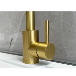 Reginox Taravo BG Single Lever Swan Neck Brushed Gold Kitchen Mixer Tap