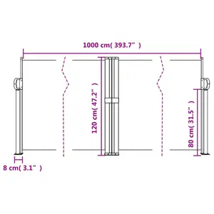 Retractable Side Awning Blue / 120" H x 1000" W