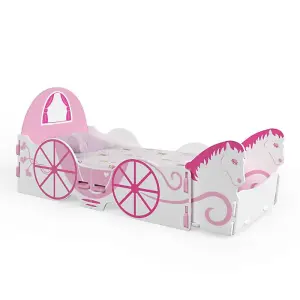 Princess Carriage Novelty Junior Toddler (140x70cm) Kids Bed, Bedroom Furniture