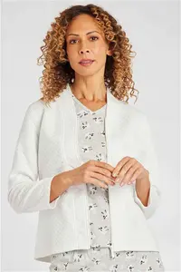 Bonmarche White Bed Jacket Diamond Quilt Zip Through, Size: 24-26