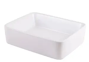 GoodHome Surma Gloss White Rectangular Counter top Basin (W)48cm