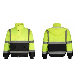 High-brightness reflective warm wind and rainproof color matching building warm clothing Yellow 2XL