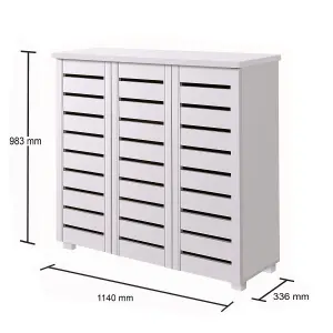 5 Tier Shoe Storage Cabinet 3 Door Cupboard Stand Rack Unit White