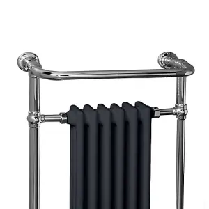 Rinse Traditional Victorian 952 x 568mm Chrome & Grey Towel Rail Radiator