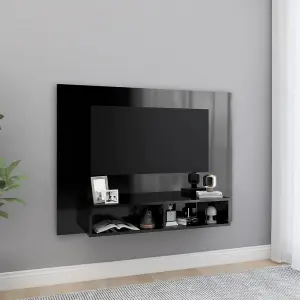 Berkfield Wall TV Cabinet High Gloss Black 120x23.5x90 cm Engineered Wood