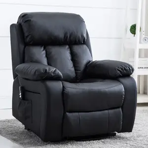 Chester Dual Motor Electric Rise Recliner Bonded Leather Armchair Electric Lift Riser Chair (Black)