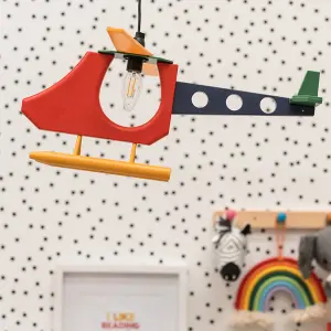 ValueLights Children's Multi-Coloured Helicopter Ceiling Pendant Light Shade