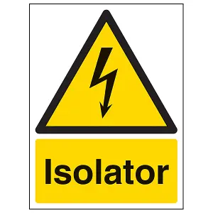 Isolator - Warning Electrical Sign - Adhesive Vinyl - 200x300mm (x3)