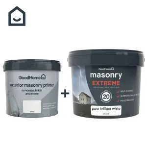 GoodHome Self-cleaning Pure brilliant white Smooth Matt Masonry paint, 10L Tub