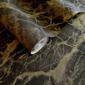 Holden Decor Portoro Marble Charcoal Gold Wallpaper Metallic Paste The Wall