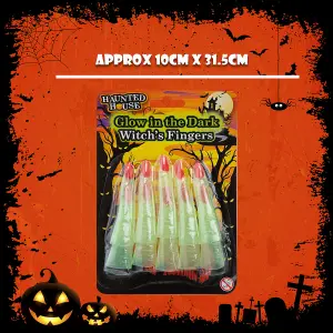 Witch Finger Toppers Glow in the Dark Props Trick or Treat Party 10cm Green