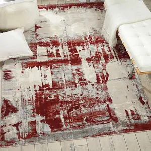 Red Luxurious Modern Easy to Clean Abstract Rug for Living Room, Bedroom - 239cm X 320cm