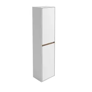 Norton White & Oak Wall Hung Bathroom Tall Storage Unit (H)1600mm (W)400mm