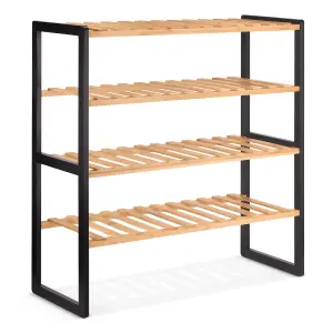 Woodluv 4 Tier Natural Bamboo Shoe Rack Stand Shelf Shelving Hallway, Bedroom, Bathroom, Living Room Organizer Holder Storage