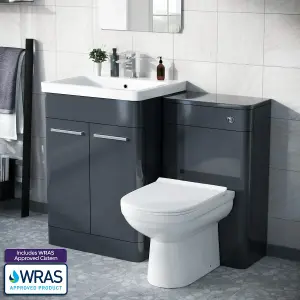 Nes Home 1100mm Vanity Basin Unit, WC Unit & Elso Back to Wall Toilet Anthracite