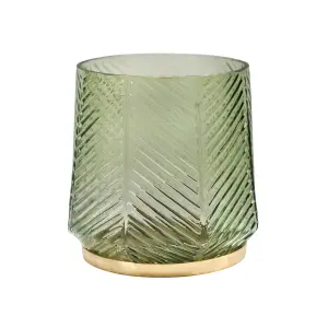 Elm Embossed Candle Holder Soft Sage H20cm