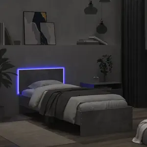 Berkfield Bed Frame without Mattress with LED Lights Concrete Grey 90x200 cm