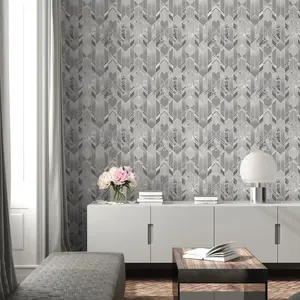 Muriva Silver Marble Metallic effect Embossed Wallpaper