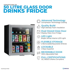 Subcold Super 50 LED Drinks Fridge - Silver