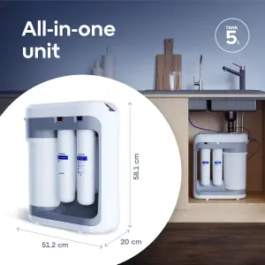 AQUAPHOR RO-202S automatic Reverse Osmosis Under Sink Drinking Water Filtration System. Removes viruses, bacteria, heavy metals