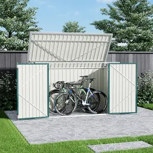 7 x 3ft Outdoor Metal  Garden Storage Shed Pent Tool Shed Bicycle Storage Shed Green