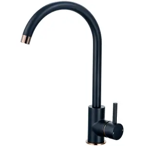 Astini Merthyr Black & Rose Gold Single Lever Kitchen Tap