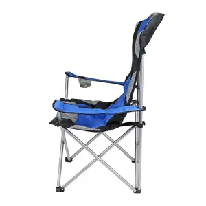 Foldable Padded Camping Chairs with Handy Drink Holder And Magazine Pocket - High Back Camp Chairs