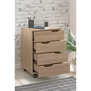 Kolya 40cm Wide 4 -Drawer Mobile File Cabinet Sonoma Oak