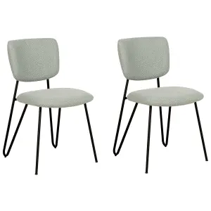 Set of 2 Dining Chairs NELKO Boucle Light Green