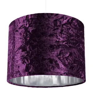 Modern Crushed Velvet Lamp Shade with Shiny Paper Inner Purple / 20cm H x 30cm W x 30cm D