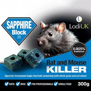 Rat & Mouse Poisoning Blocks Max Strength Bait Blocks Single Feed Rodent Killer Block Fast Acting All Weather Sapphire BLOKS 300g