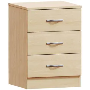 Maybery 3 - Drawer Bedside Table Nightstand Pine