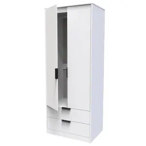 Fuji 2 Door 2 Drawer Wardrobe in White Matt (Ready Assembled)