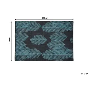 Reversible Area Rug 140 x 200 cm Black and Blue MEZRA