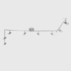 ValueLights Consul Silver Ceiling Bar Spotlight and GU10 Spotlight LED 5W Warm White 3000K Bulbs