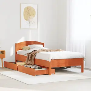 Berkfield Bed Frame without Mattress Wax Brown 90x200 cm Solid Wood Pine