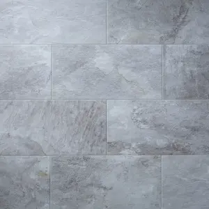 Shaded slate Grey Matt Porcelain Indoor Wall & floor Tile Sample